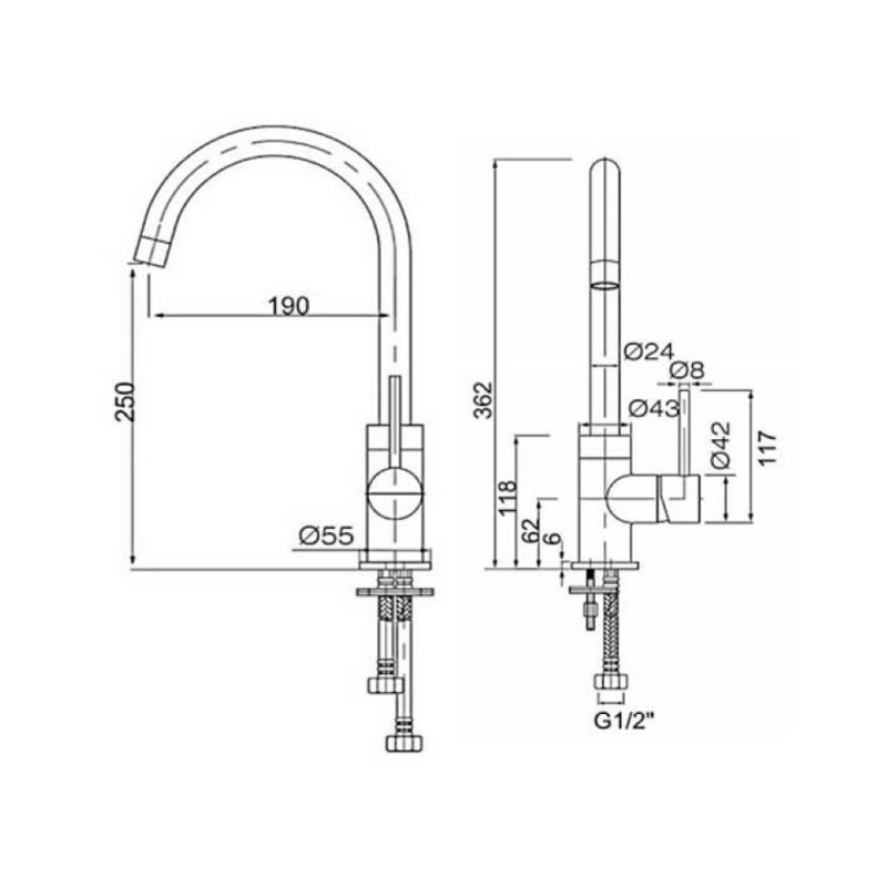 Sagittarius Ergo Mono Kitchen Sink Mixer Tap Side Action Chrome