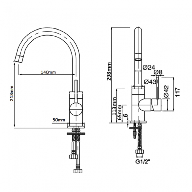 Sagittarius Ergo Side Action Mono Basin Mixer Tap with Sprung Waste - Chrome