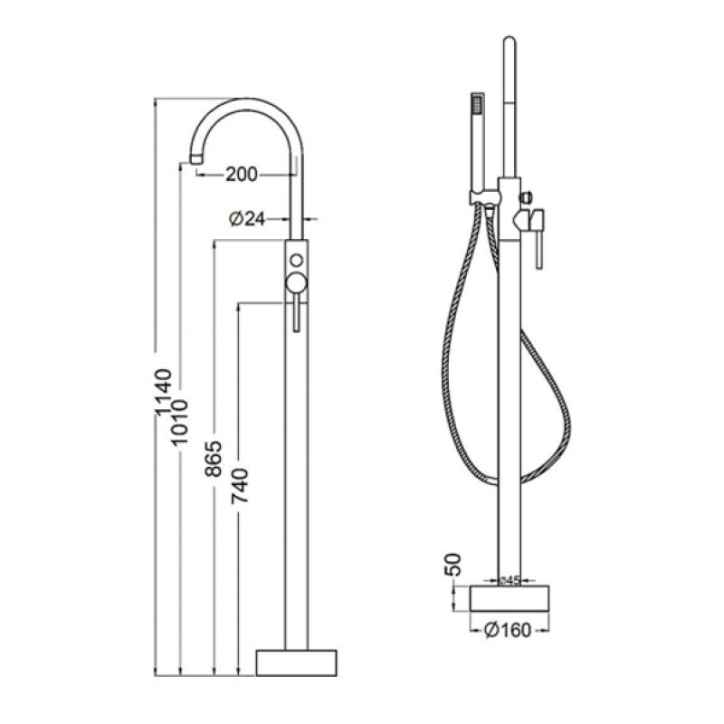 Sagittarius Ergo Mono Bath Shower Mixer Tap Freestanding - Chrome