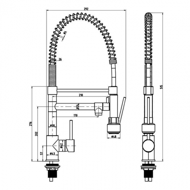 Sagittarius Ergo Lever Mini Professional Kitchen Sink Mixer Tap Pull-Out Spray - Chrome
