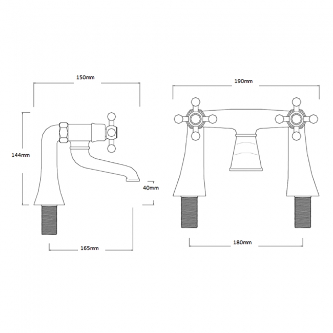 Sagittarius Fantasy Bath Filler Tap Pillar Mounted - Chrome