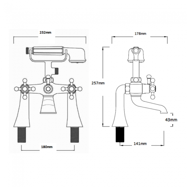 Sagittarius Fantasy Bath Shower Mixer Tap Pillar Mounted - Chrome