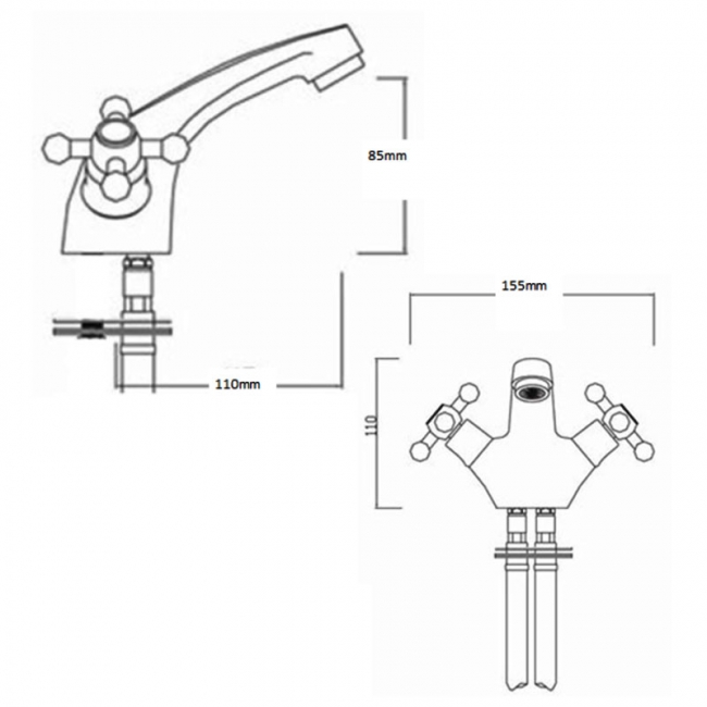 Sagittarius Fantasy Mono Basin Mixer Tap with Pop Up Waste Dual Handle - Chrome