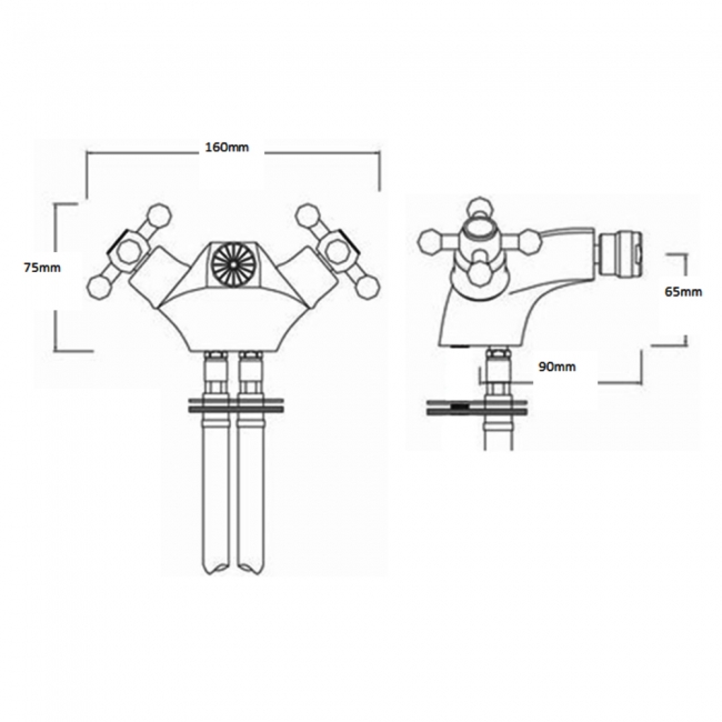 Sagittarius Fantasy Mono Bidet Mixer Tap With Pop Up Waste Dual Handle Chrome
