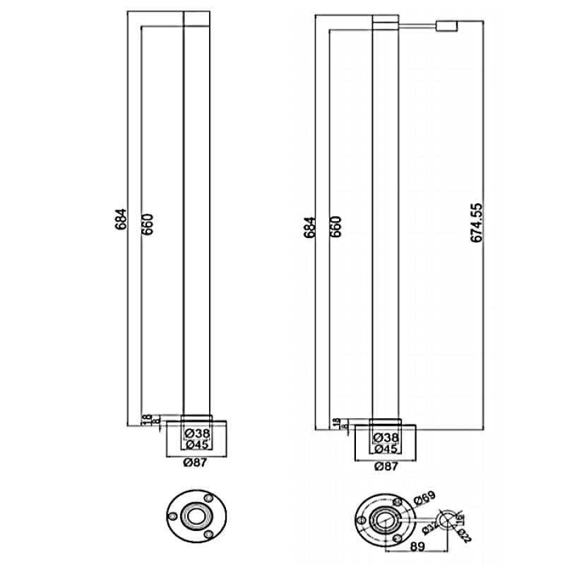 Sagittarius Floor Mounted Bath Standpipes Pair Chrome