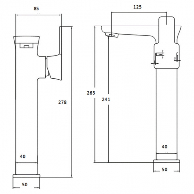 Sagittarius Gramercy Extended Tall Basin Mixer Tap with Sprung Waste - Chrome