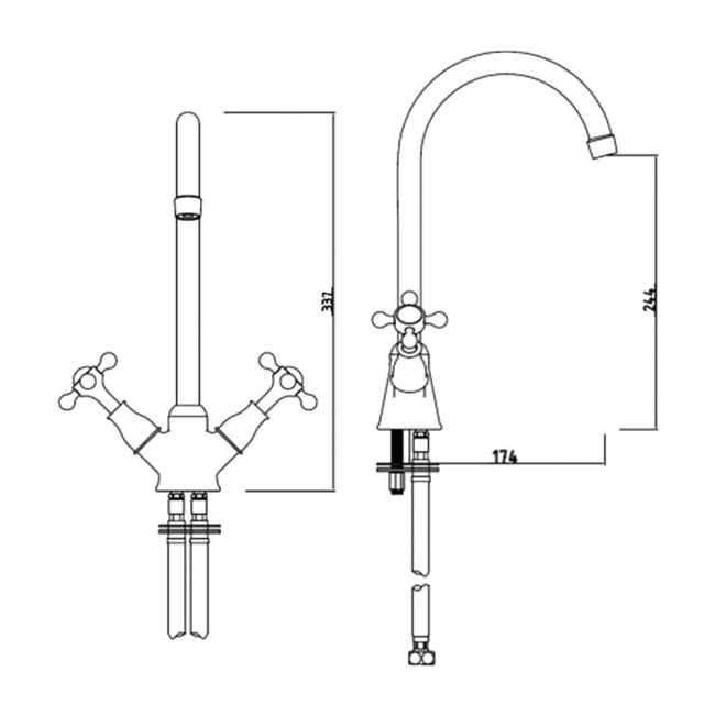 Sagittarius Kensington Monobloc Kitchen Sink Mixer Tap - Chrome/White