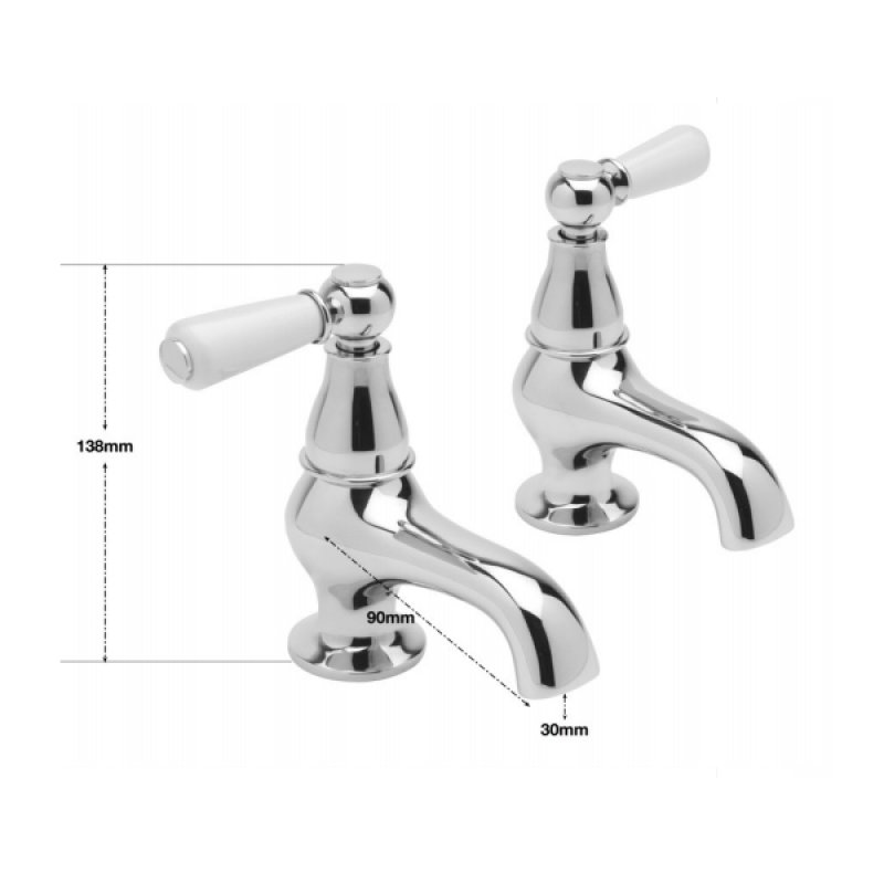 Sagittarius Kensington Lever Basin Taps Pair - Chrome/White