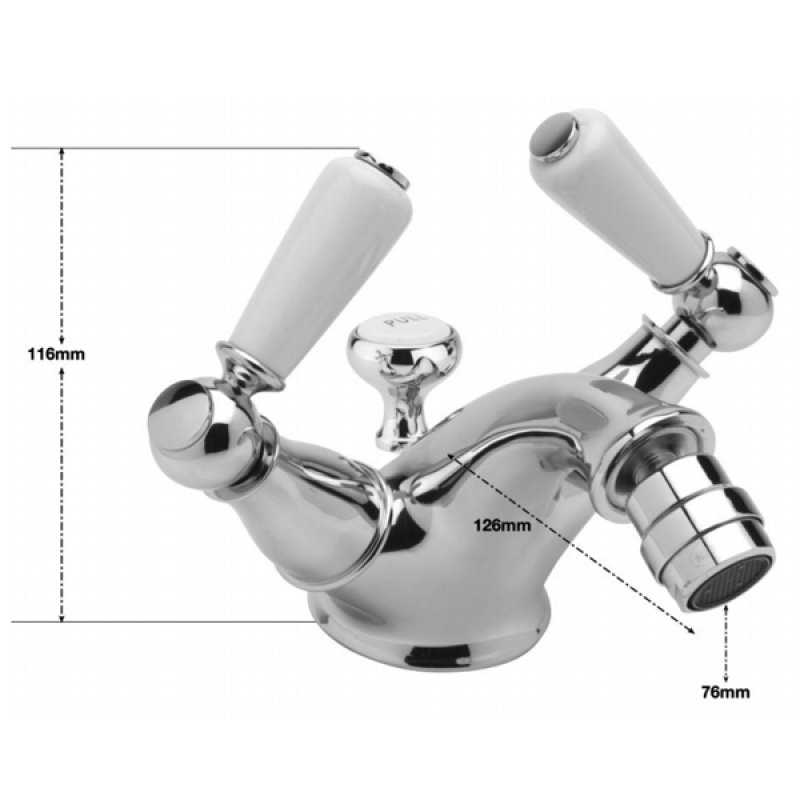 Sagittarius Kensington Lever Monobloc Bidet Mixer Tap with Pop Up Waste - Chrome/White