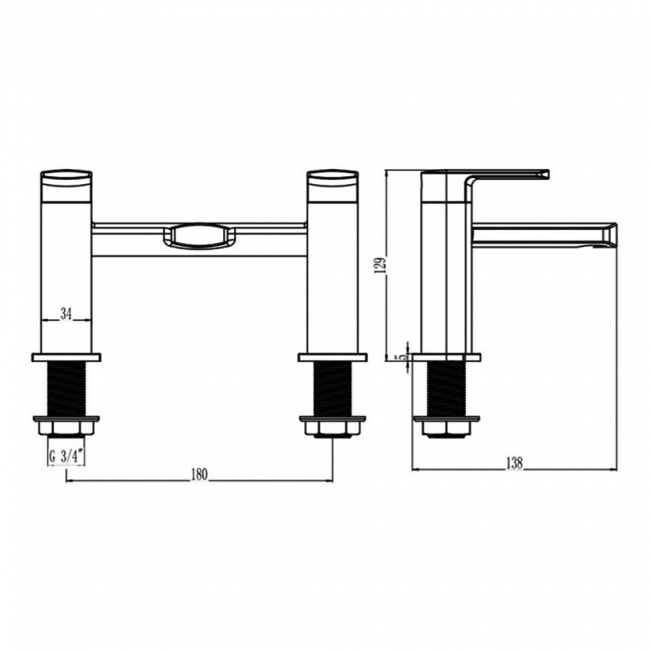 Sagittarius Latina Bath Filler Tap Pillar Mounted - Chrome