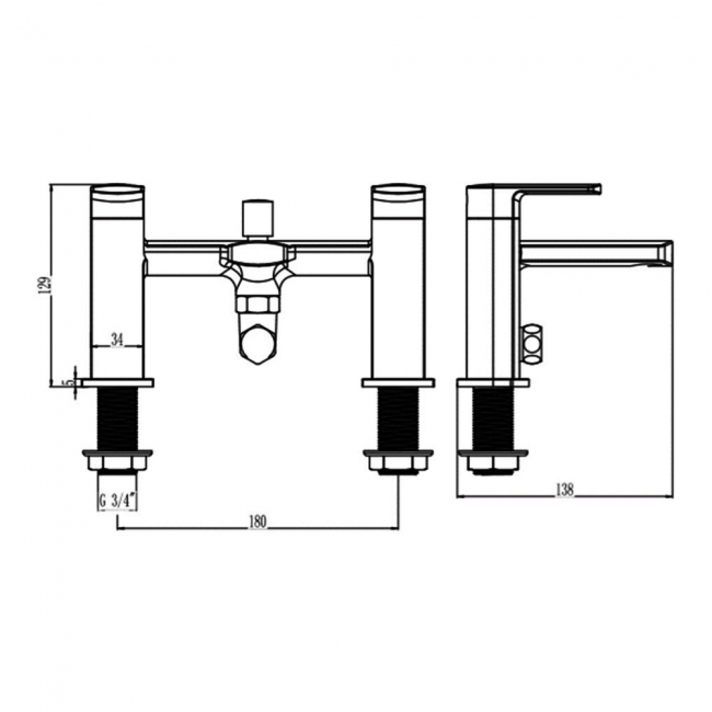 Sagittarius Latina Bath Shower Mixer Tap with Shower Kit Pillar Mounted - Chrome