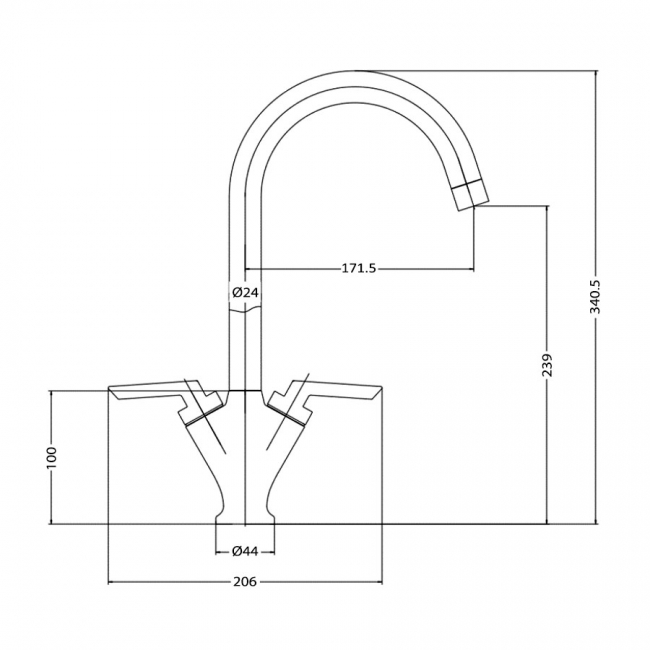 Sagittarius Contract Mono Kitchen Sink Mixer Tap Swivel Spout Dual Lever - Brushed Nickel