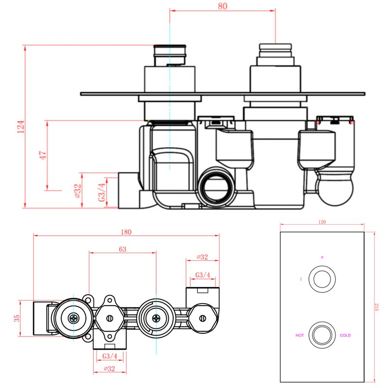 Sagittarius Livorno Thermostatic Concealed Shower Valve Dual Handle - Chrome
