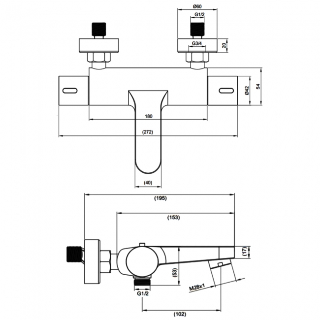 Sagittarius Messina Thermostatic Bath Shower Mixer Tap Pillar Mounted - Chrome