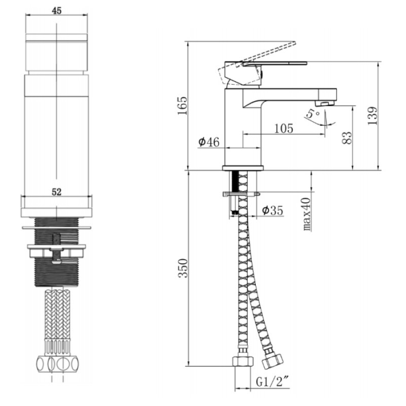 Sagittarius Metro Mono Basin Mixer Tap with Sprung Waste - Chrome