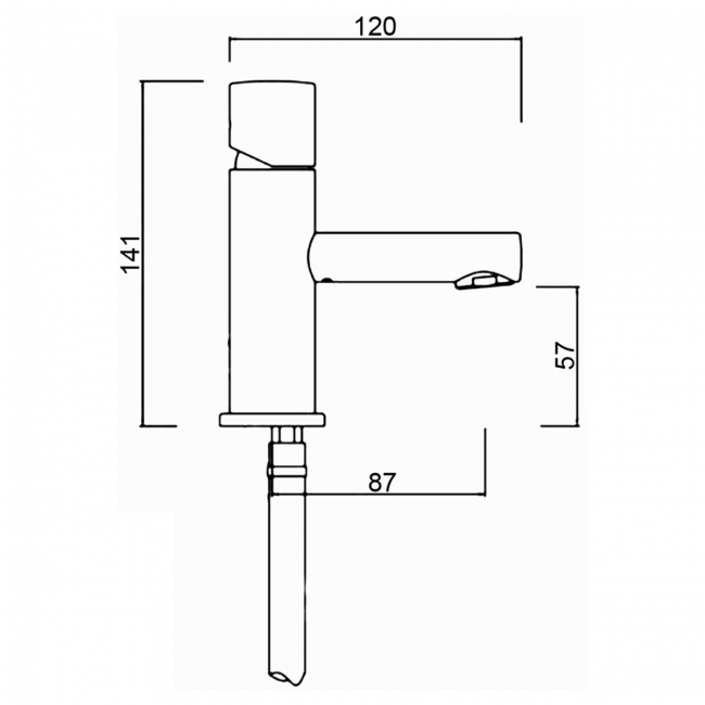 Sagittarius Oveta Mono Basin Mixer Tap with Sprung Waste - Chrome  | Dimension Image