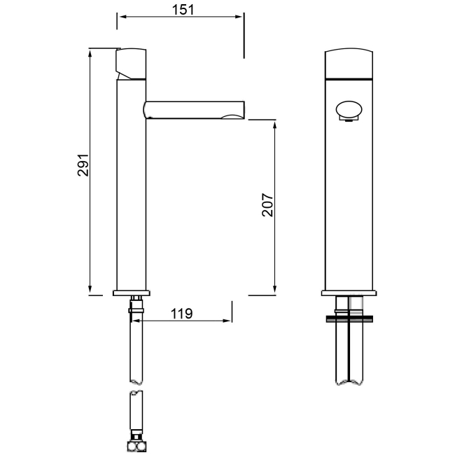 Sagittarius Oveta Tall Monobloc Basin Mixer Tap - Chrome