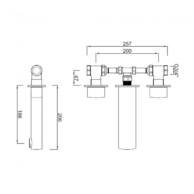 Sagittarius Oveta 3-Hole Bath Filler Tap Wall Mounted - Chrome