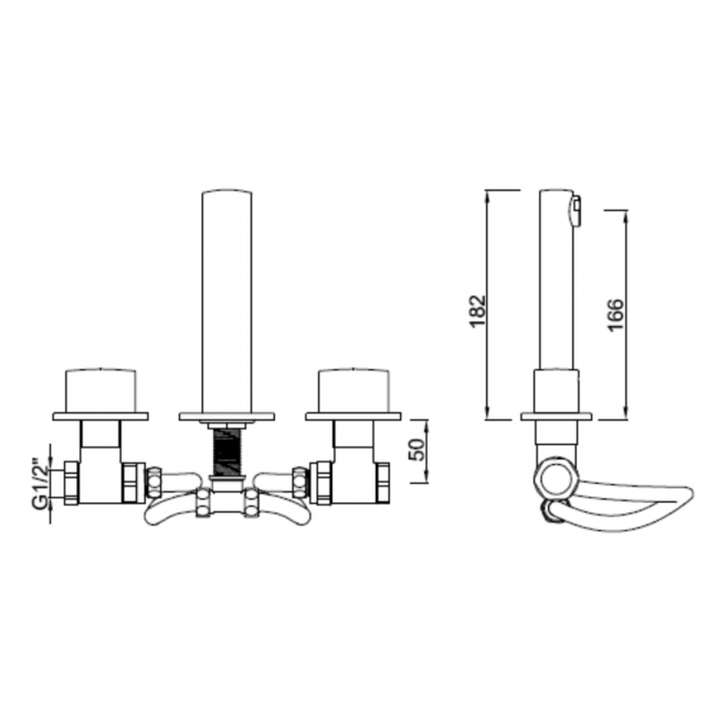 Sagittarius Oveta 3-Hole Basin Mixer Tap Wall Mounted Chrome