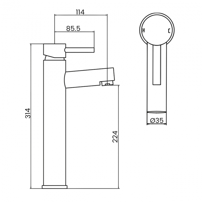 Sagittarius Piazza Tall Mono Basin Mixer Tap with Sprung Waste - Chrome