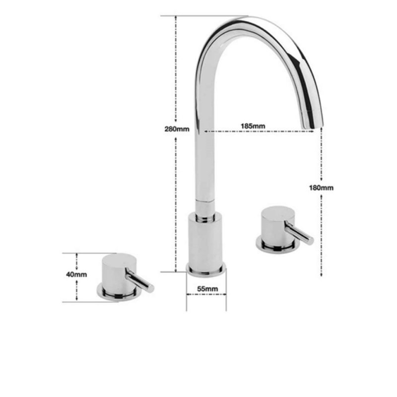 Sagittarius Piazza 3-Hole Bath Filler Tap Deck Mounted - Chrome