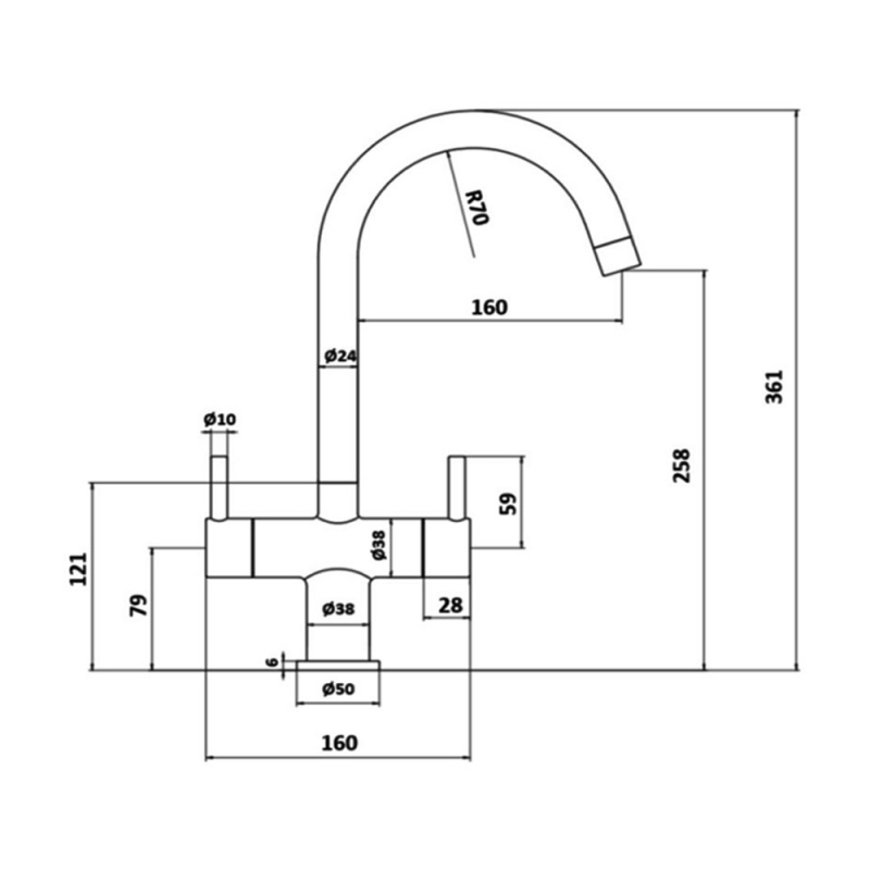 Sagittarius Piazza Mono Kitchen Sink Mixer Tap Dual Handle - Chrome