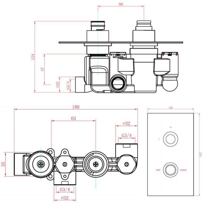 Sagittarius Plaza Concealed Shower Valve Dual Handle - Chrome