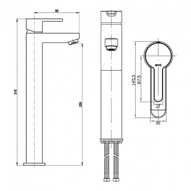 Sagittarius Plaza Tall Mono Basin Mixer Tap with Pop Up Waste - Chrome