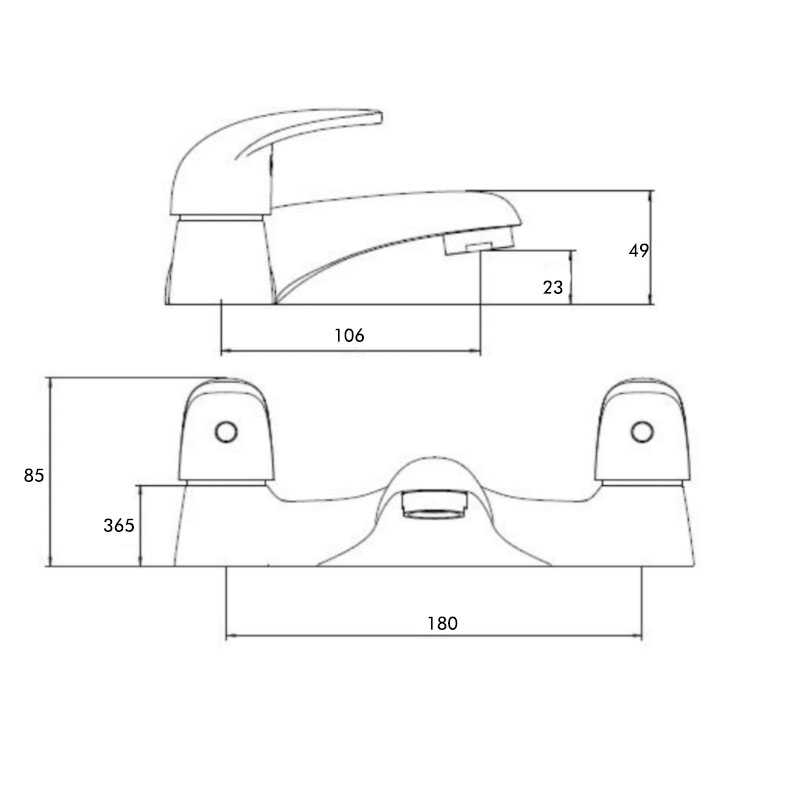 Sagittarius Prestige Bath Filler Tap Twin Lever Deck Mounted - Chrome