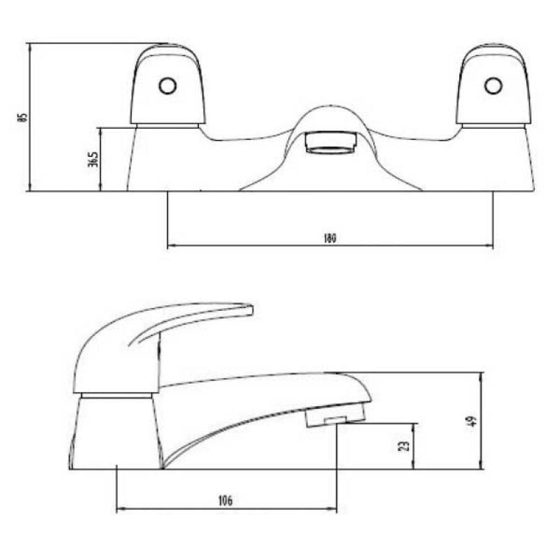 Sagittarius Prestige Bath Filler Tap Twin Lever Deck Mounted - Chrome