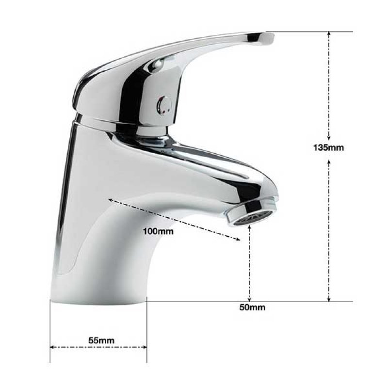 Sagittarius Prestige Deluxe Mono Basin Mixer Tap with Sprung Waste - Chrome