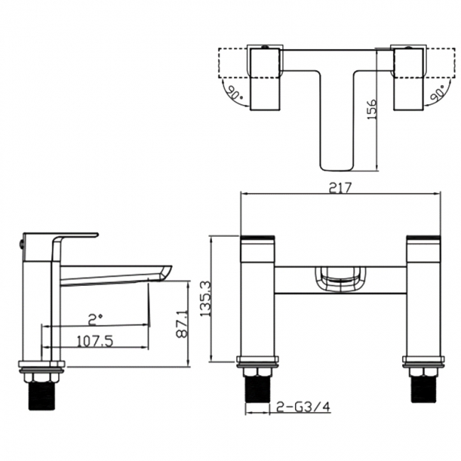 Sagittarius Ravenna Bath Filler Tap Pillar Mounted - Matt Black