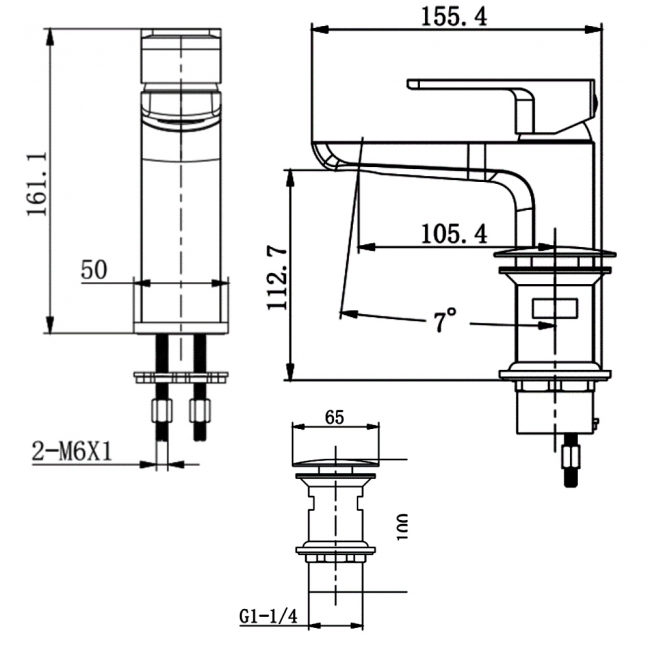 Sagittarius Ravenna Monobloc Basin Mixer Tap with Sprung Waste - Graphite Grey