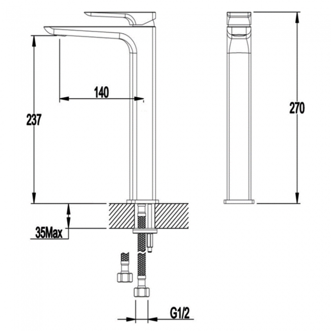 Sagittarius Ravenna Tall Mono Basin Mixer Tap with Sprung Waste - Brushed Brass