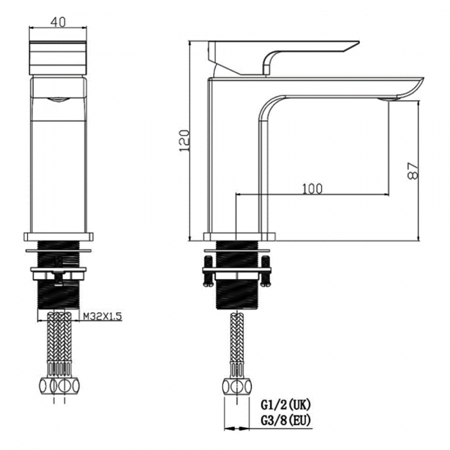 Sagittarius Ravenna Mini Mono Basin Mixer Tap with Sprung Waste - Brushed Brass
