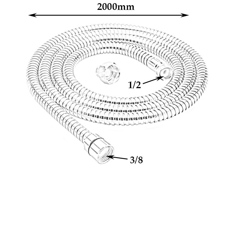Sagittarius 1/2 inch x 3/8 inch Conical End Double Interlock Shower Hose 2m - Chrome