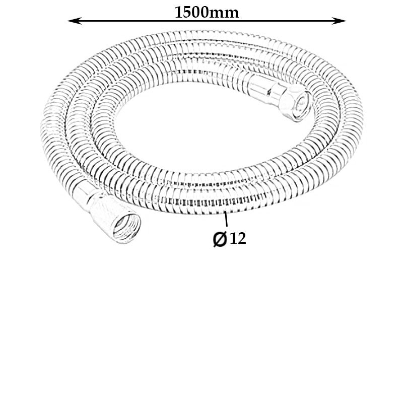 Sagittarius 12mm Conical End Double Interlock Shower Hose 1.5m - Chrome