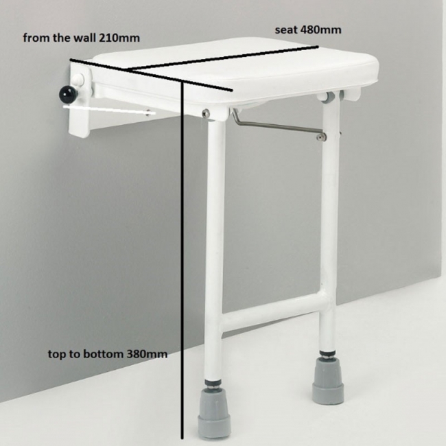 Sagittarius Wall Mounted Shower Seat with Legs  | Dimension Image