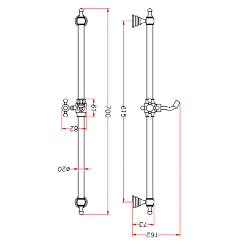 Sagittarius Victoria Shower Slide Rail and Handset Kit - Chrome