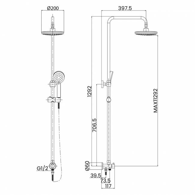 Sagittarius Tropic Rigid Riser and Diverter Kit (Exposed) - Chrome