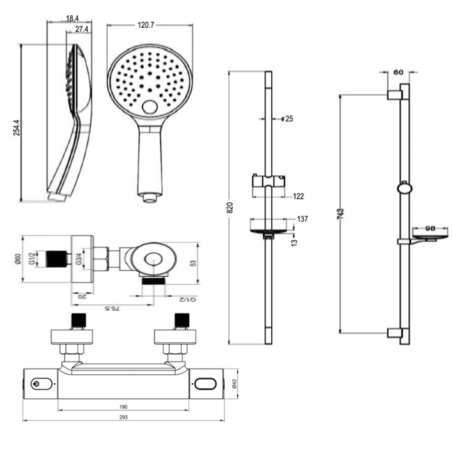 Sagittarius Viareggio Deluxe Bar Mixer Shower with Shower Kit - Chrome