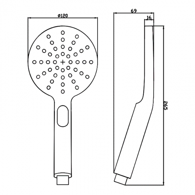 Sagittarius Viareggio 3 Mode Push Button Round Shower Handset - Chrome