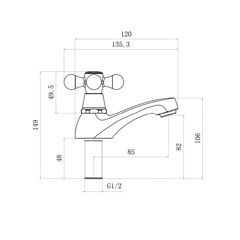 Sagittarius Victoria Basin Taps Pair Chrome  | Dimension Image