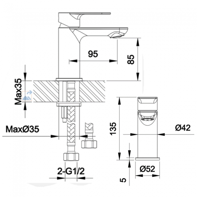 Sagittarius Zeel Monobloc Basin Mixer Tap with Sprung Waste - Chrome