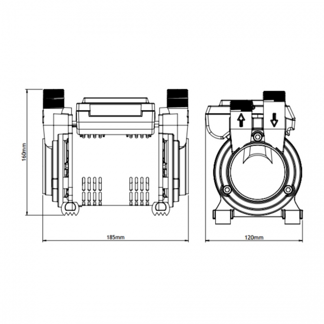 Salamander 2.0 Bar Twin End Positive Head Shower Pump