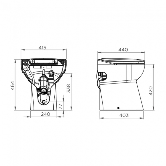 Saniflo Sanicompact Cisternless Pan with Built-In Macerator Pump - Excluding Seat