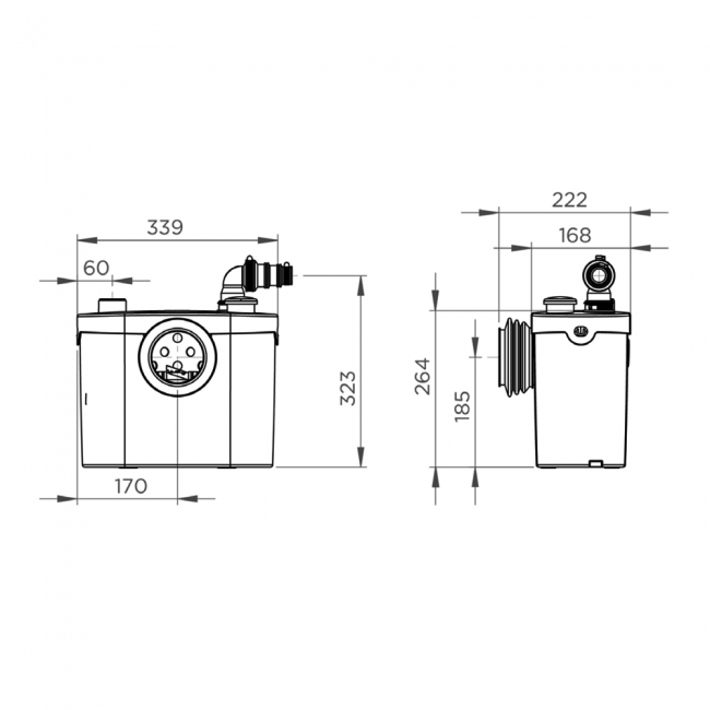 Saniflo Sanitop UP WC and Basin Macerator Pump