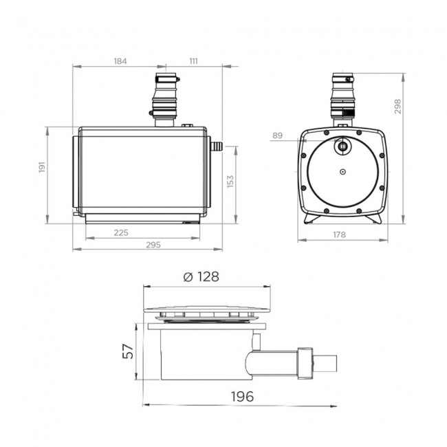 Saniflo Sanifloor+ 3 Shower Waste Pump for Low Profile Shower Trays