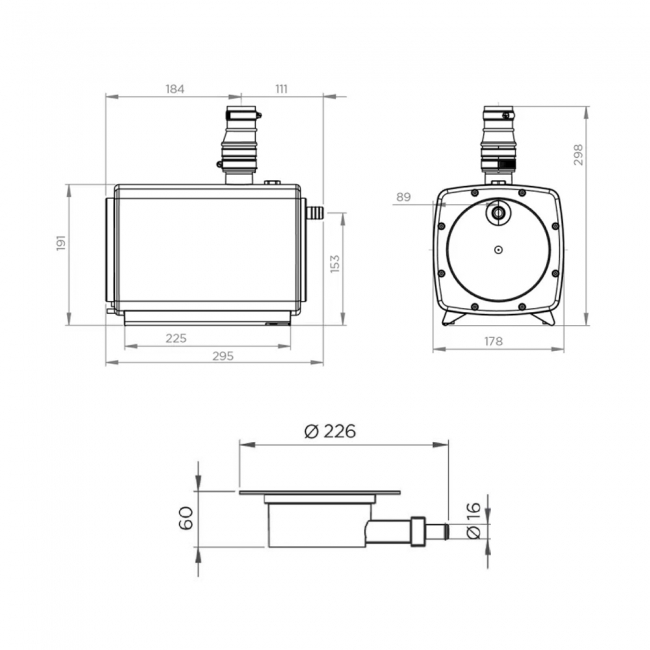 Saniflo Sanifloor+ 4 Shower Waste Pump for Wedi Tiled Shower Trays