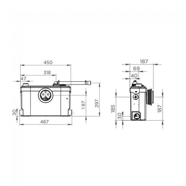 Saniflo Sanislim Small Bore Macerator Pump (for Slimline Sanitaryware)